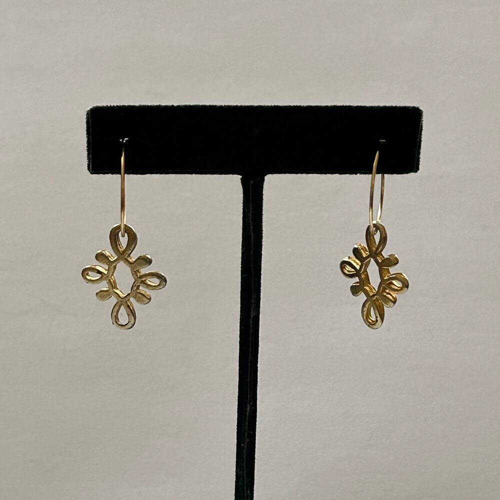 Handcrafted Earrings Vintage Les Bernard 80s Brushed Gold Charm One of a Kind